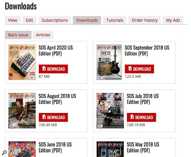 My Account > Downloads > Back Issues  shows your Full Issue PDF library. My Account > Downloads Full Issue PDF library