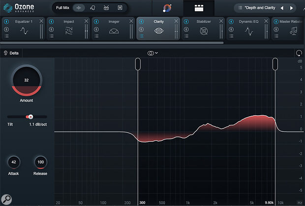 The Clarity module is a very effective tonal balance tool for Ozone 11 Advanced users. The Clarity module is a very effective tonal balance tool for Ozone 11 Advanced users.