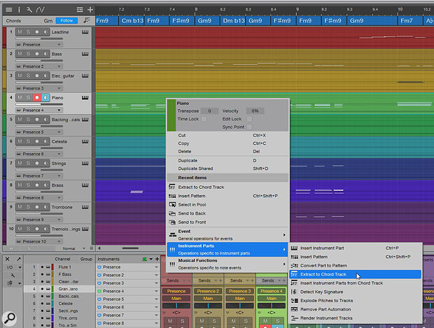 Screen 1: If you import a MIDI file, Studio One can set it up to be played by General MIDI instruments, and can automatically generate a Chord track from one of the parts. Screen 1: If you import a MIDI file, Studio One can set it up to be played by General MIDI instruments, and can automatically generate a Chord track from one of the parts.