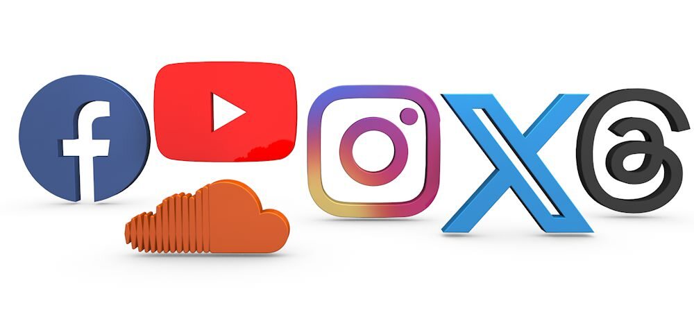 Below you will find Monthly Stats for SOUND ON SOUND magazine's social channels - Facebook, YouTube, Instagram, X, Threads and SoundCloud, along with the SOS Forum member count. Social Media Stats web page graphic