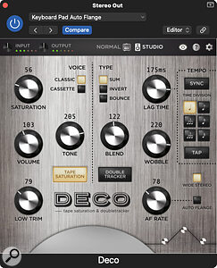The Deco plug‑in is all about tape echo, flanging and double tracking, but you can also use it just for the tape emulation. The Deco plug‑in is all about tape echo, flanging and double tracking, but you can also use it just for the tape emulation.